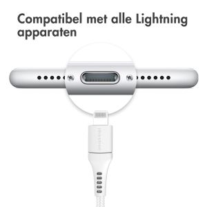 iMoshion Lightning naar USB-C kabel - Non-MFi - Gevlochten textiel - 3 meter - Wit