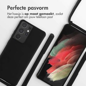 iMoshion Siliconen hoesje met koord Samsung Galaxy S21 Ultra - Zwart