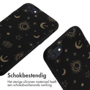 iMoshion Siliconen design hoesje met koord iPhone SE (2022 / 2020) / 8 / 7 - Sky Black