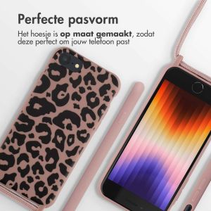 iMoshion Siliconen design hoesje met koord iPhone SE (2022 / 2020) / 8 / 7 - Animal Pink