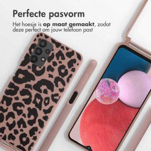 iMoshion Siliconen design hoesje met koord Samsung Galaxy A13 (4G) - Animal Pink