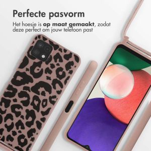 iMoshion Siliconen design hoesje met koord Samsung Galaxy A22 (5G) - Animal Pink