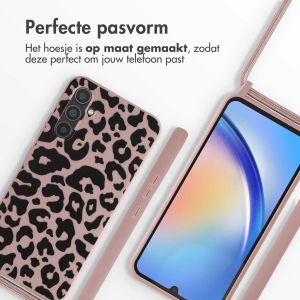 iMoshion Siliconen design hoesje met koord Samsung Galaxy A34 (5G) - Animal Pink