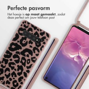 iMoshion Siliconen design hoesje met koord Samsung Galaxy S10 - Animal Pink