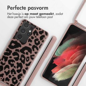 iMoshion Siliconen design hoesje met koord Samsung Galaxy S21 Ultra - Animal Pink