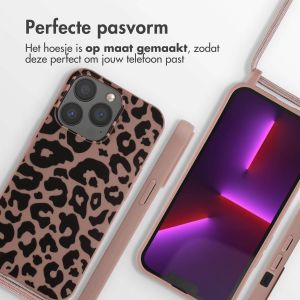 iMoshion Siliconen design hoesje met koord iPhone 13 Pro - Animal Pink