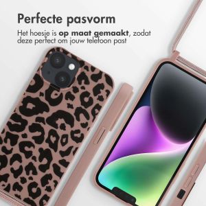iMoshion Siliconen design hoesje met koord iPhone 14 - Animal Pink