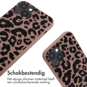 iMoshion Siliconen design hoesje met koord iPhone 14 Plus - Animal Pink