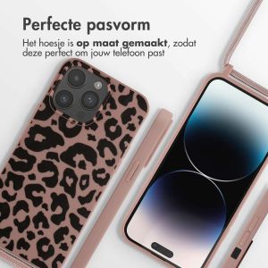 iMoshion Siliconen design hoesje met koord iPhone 14 Pro Max - Animal Pink