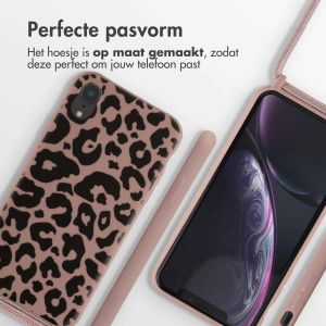 iMoshion Siliconen design hoesje met koord iPhone Xr - Animal Pink