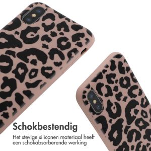iMoshion Siliconen design hoesje met koord iPhone X / Xs - Animal Pink