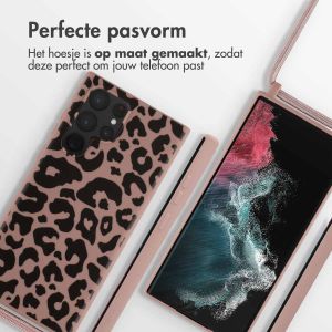 iMoshion Siliconen design hoesje met koord Samsung Galaxy S22 Ultra - Animal Pink