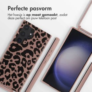 iMoshion Siliconen design hoesje met koord Samsung Galaxy S23 Ultra - Animal Pink