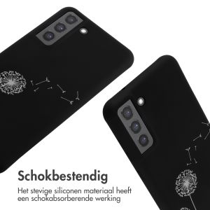 iMoshion Siliconen design hoesje met koord Samsung Galaxy S21 FE - Dandelion Black