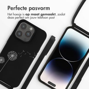 iMoshion Siliconen design hoesje met koord iPhone 14 Pro - Dandelion Black
