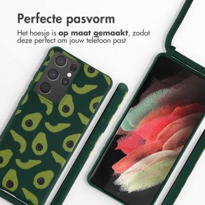 iMoshion Siliconen design hoesje met koord Samsung Galaxy S21 Ultra - Avocado Green