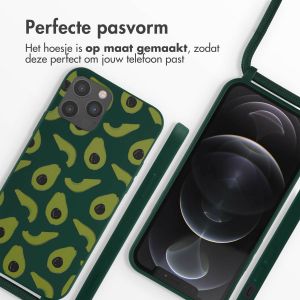 iMoshion Siliconen design hoesje met koord iPhone 12 (Pro) - Avocado Green