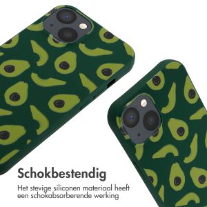 iMoshion Siliconen design hoesje met koord iPhone 13 - Avocado Green
