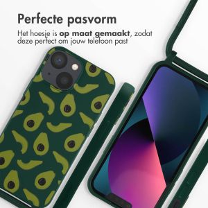 iMoshion Siliconen design hoesje met koord iPhone 13 Mini - Avocado Green