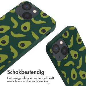 iMoshion Siliconen design hoesje met koord iPhone 13 Mini - Avocado Green