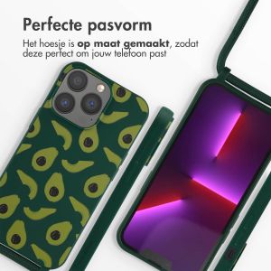 iMoshion Siliconen design hoesje met koord iPhone 13 Pro - Avocado Green