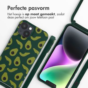 iMoshion Siliconen design hoesje met koord iPhone 14 - Avocado Green