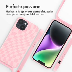 iMoshion Siliconen design hoesje met koord iPhone 14 - Retro Pink