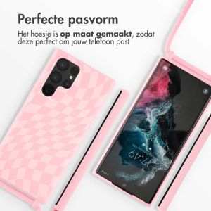 iMoshion Siliconen design hoesje met koord Samsung Galaxy S22 Ultra - Retro Pink
