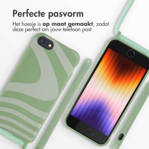 iMoshion Siliconen design hoesje met koord iPhone SE (2022 / 2020) / 8 / 7 - Retro Green