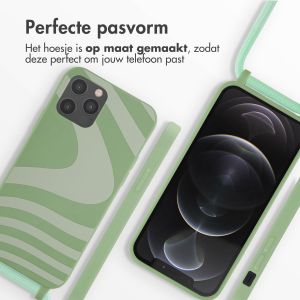iMoshion Siliconen design hoesje met koord iPhone 12 (Pro) - Retro Green