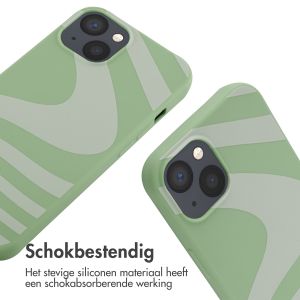 iMoshion Siliconen design hoesje met koord iPhone 13 - Retro Green