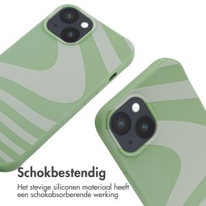 iMoshion Siliconen design hoesje met koord iPhone 14 - Retro Green