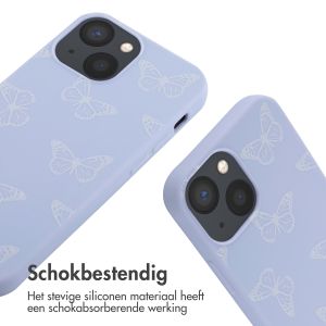iMoshion Siliconen design hoesje met koord iPhone 13 Mini - Butterfly