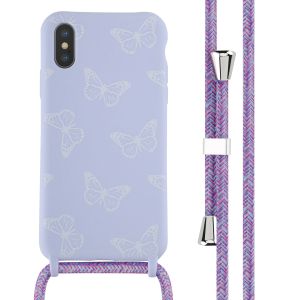 iMoshion Siliconen design hoesje met koord iPhone X / Xs - Butterfly