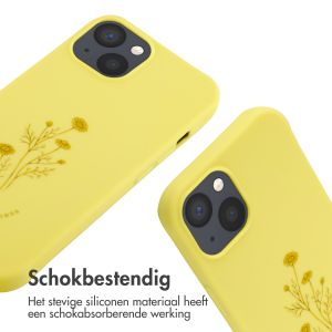 iMoshion Siliconen design hoesje met koord iPhone 13 - Flower Yellow