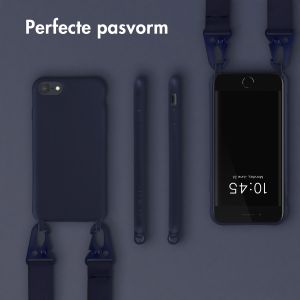 Selencia Siliconen hoesje met afneembaar koord iPhone SE (2022 / 2020) / 8 / 7 - Donkerblauw