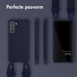 Selencia Siliconen hoesje met afneembaar koord Samsung Galaxy S21 FE - Donkerblauw