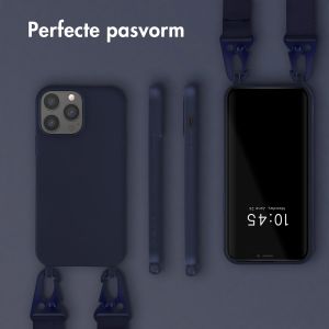 Selencia Siliconen hoesje met afneembaar koord iPhone 13 Pro Max - Donkerblauw