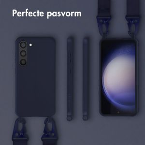 Selencia Siliconen hoesje met afneembaar koord Samsung Galaxy S23 - Donkerblauw