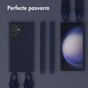 Selencia Siliconen hoesje met afneembaar koord Samsung Galaxy S23 Ultra - Donkerblauw