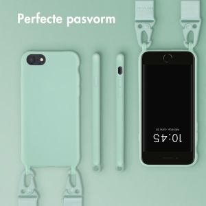 Selencia Siliconen hoesje met afneembaar koord iPhone SE (2022 / 2020) / 8 / 7 - Turquoise