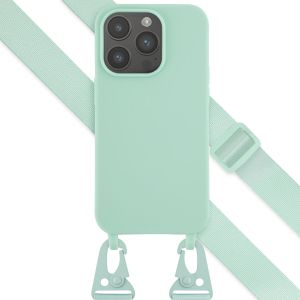 Selencia Siliconen hoesje met afneembaar koord iPhone 14 Pro - Turquoise