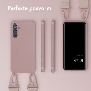 Selencia Siliconen hoesje met afneembaar koord Samsung Galaxy A54 (5G) - Sand Pink