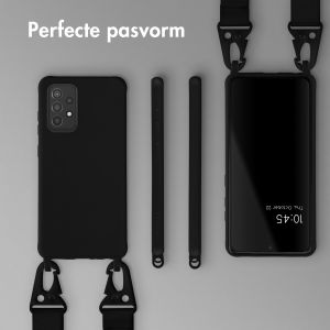 Selencia Siliconen hoesje met afneembaar koord Samsung Galaxy A52(s) (5G/4G) - Zwart