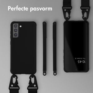 Selencia Siliconen hoesje met afneembaar koord Samsung Galaxy S21 FE - Zwart