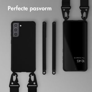 Selencia Siliconen hoesje met afneembaar koord Samsung Galaxy S21 - Zwart