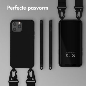 Selencia Siliconen hoesje met afneembaar koord iPhone 12 (Pro) - Zwart