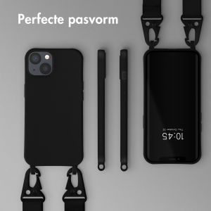 Selencia Siliconen hoesje met afneembaar koord iPhone 13 - Zwart