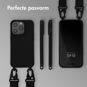 Selencia Siliconen hoesje met afneembaar koord iPhone 14 Pro - Zwart