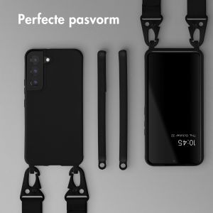 Selencia Siliconen hoesje met afneembaar koord Samsung Galaxy S22 - Zwart